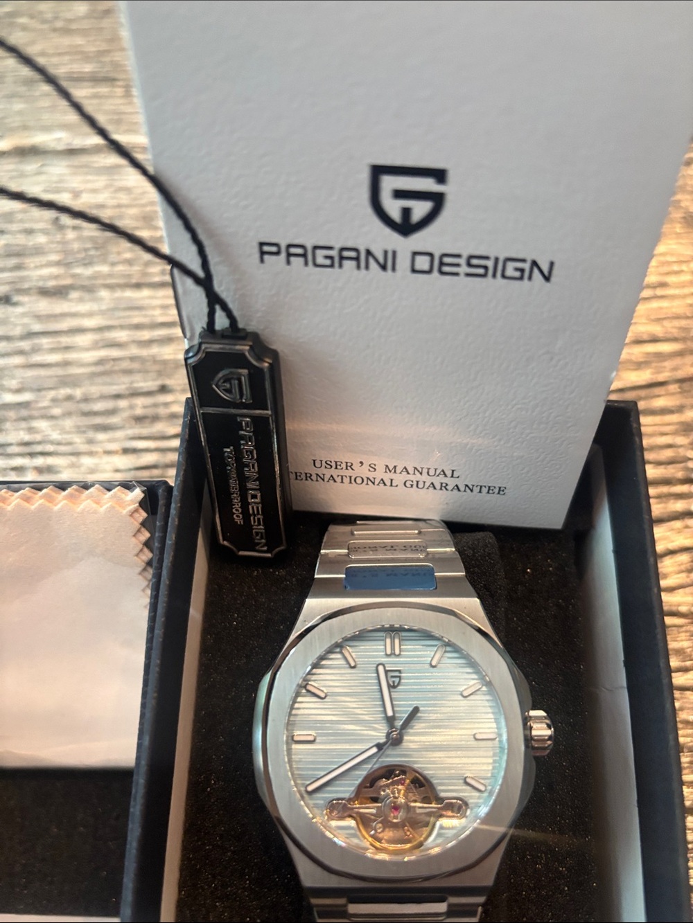 Pagani Design Ice Blue dial open heart Silver Stainless Steel Watch AUTOMATIC